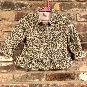 4T Animal Print Denim Peplum Jacket
